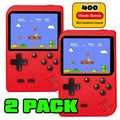 Two red handheld retro consoles with 400 Classic Games badge and 2 Pack graphics.