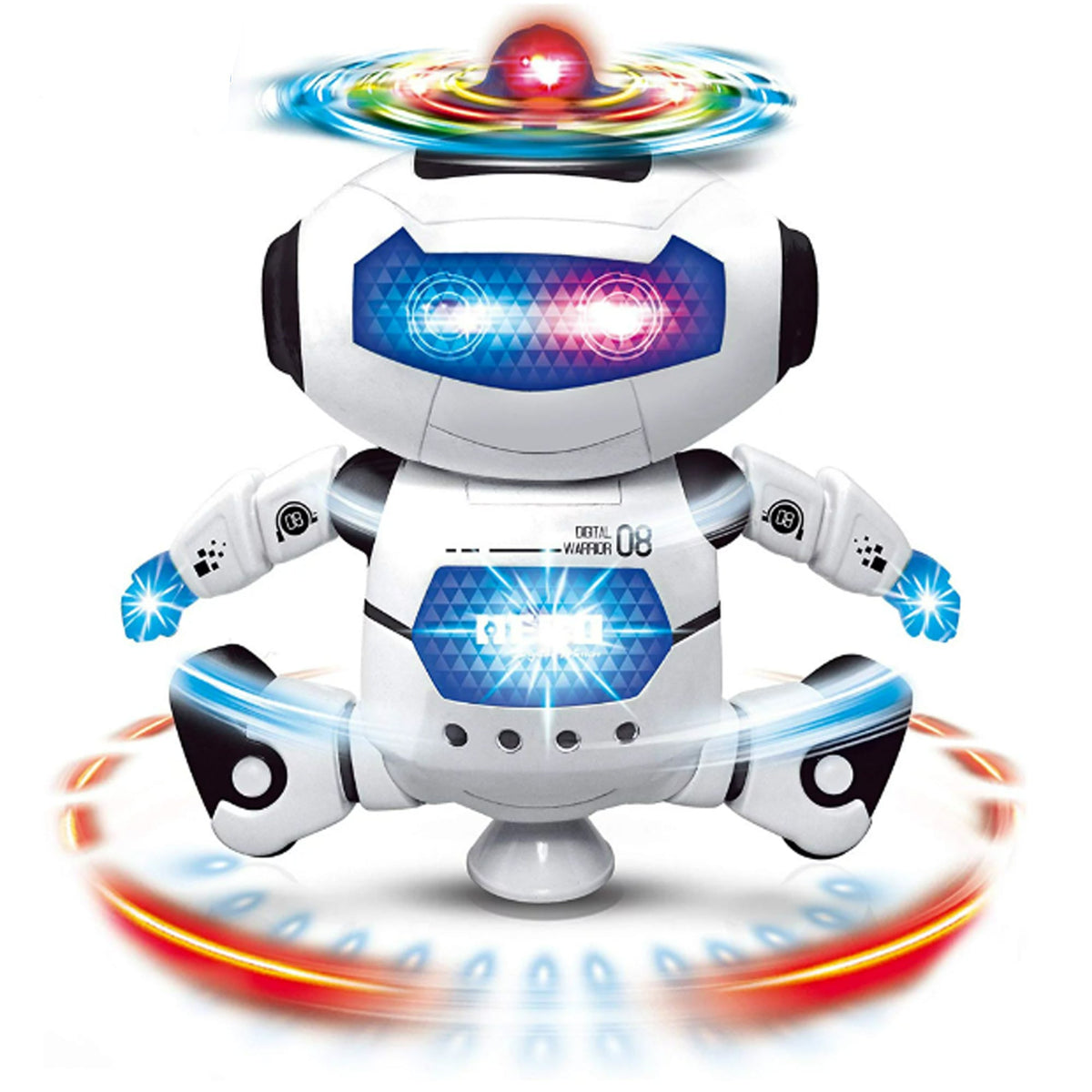Dancing Robot Toy with 360° Spin, Music, Lights & LED Propeller - product photo