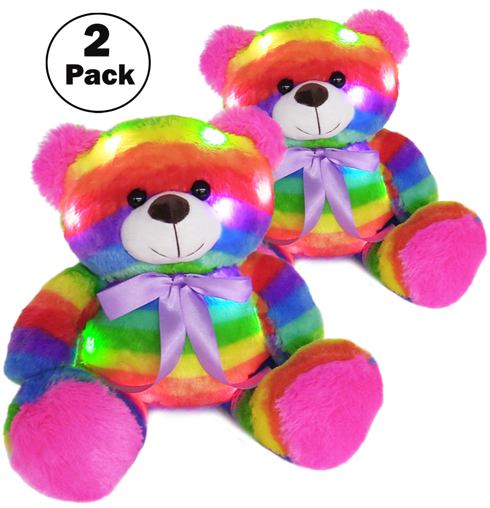 Rainbow Lites LED Glow Teddy Bear Plush, 2-Pack, 16-Inch