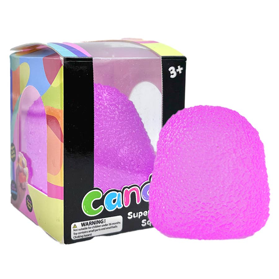 Jelly-Texture TPR Gumdrop Squishy Toy, Blue or Purple, Ages 3+