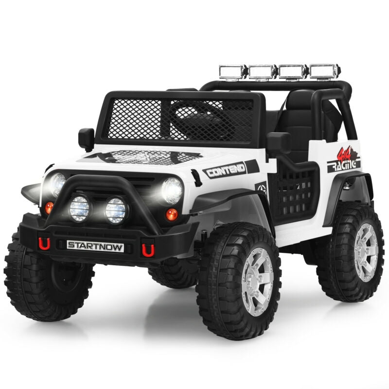 12V Ride-On Truck with Remote & Work Lever — White