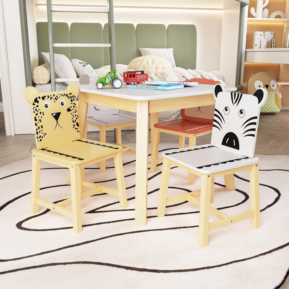 Animal Friends Kids Table & Chairs: 5 Pieces