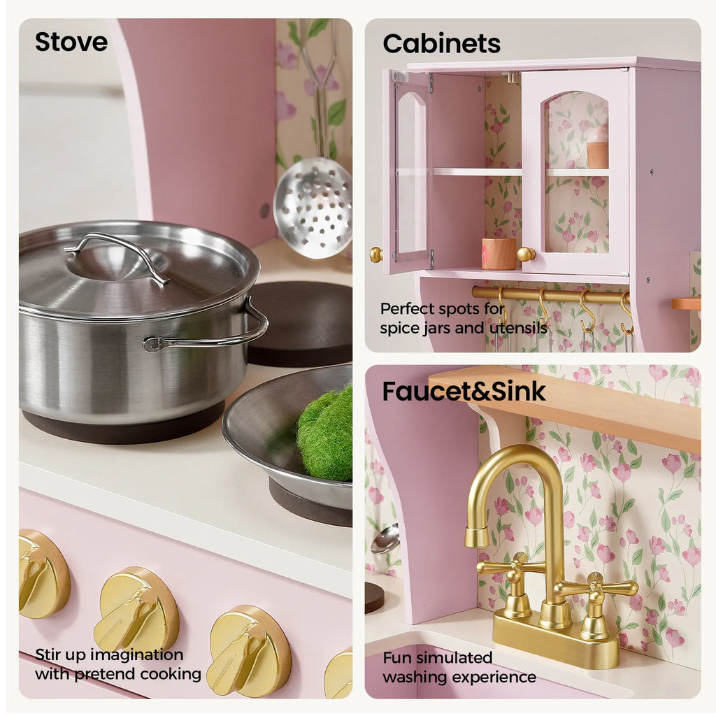 Tiny Land Wooden Play Kitchen with Storage for Creative Toddlers — product image 21 of 33