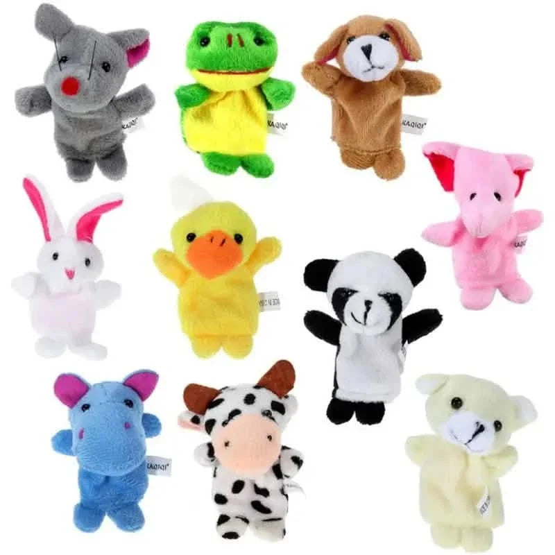 Close-up view of the cute plush finger puppets