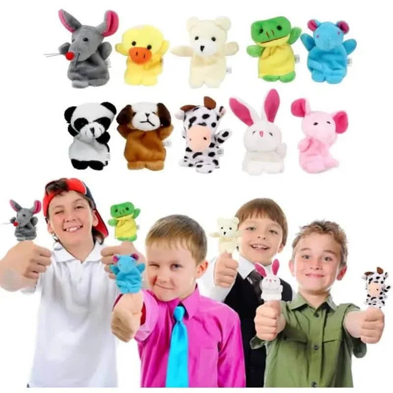The cute plush finger puppets in playful arrangement
