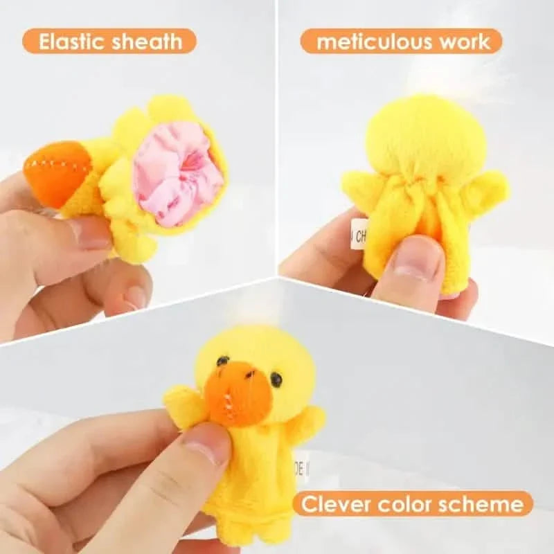 The cute plush finger puppets shown in detail