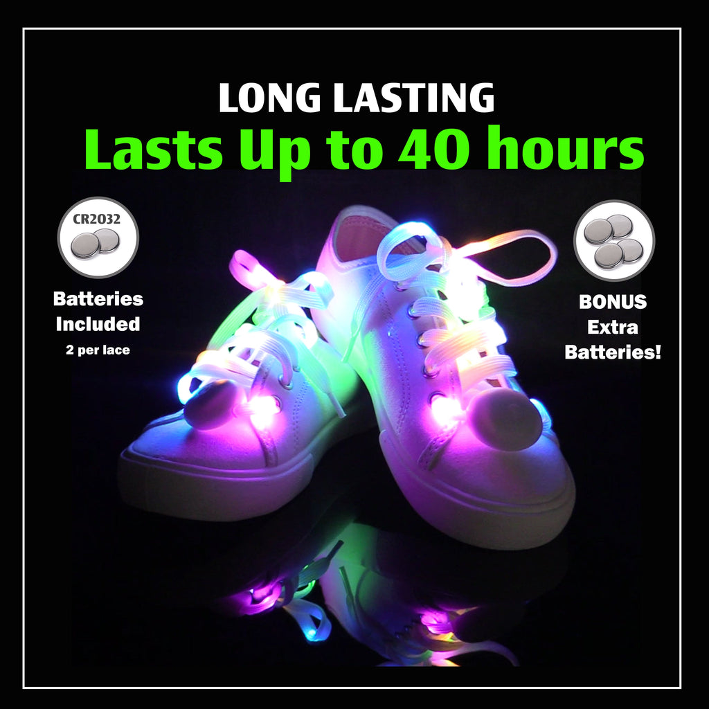 5-Color LED Flashing Shoe Laces for Sneakers & Skates, 45 Inches