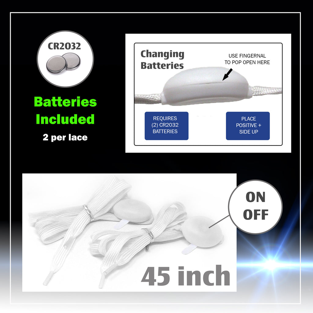 5-Color LED Flashing Shoe Laces for Sneakers & Skates, 45 Inches