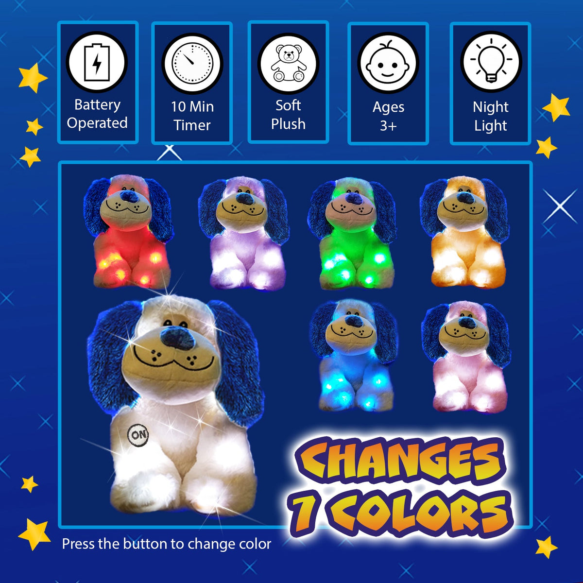 Rainbow Lites LED Glow Puppy Plush Night-Light, 16-Inch