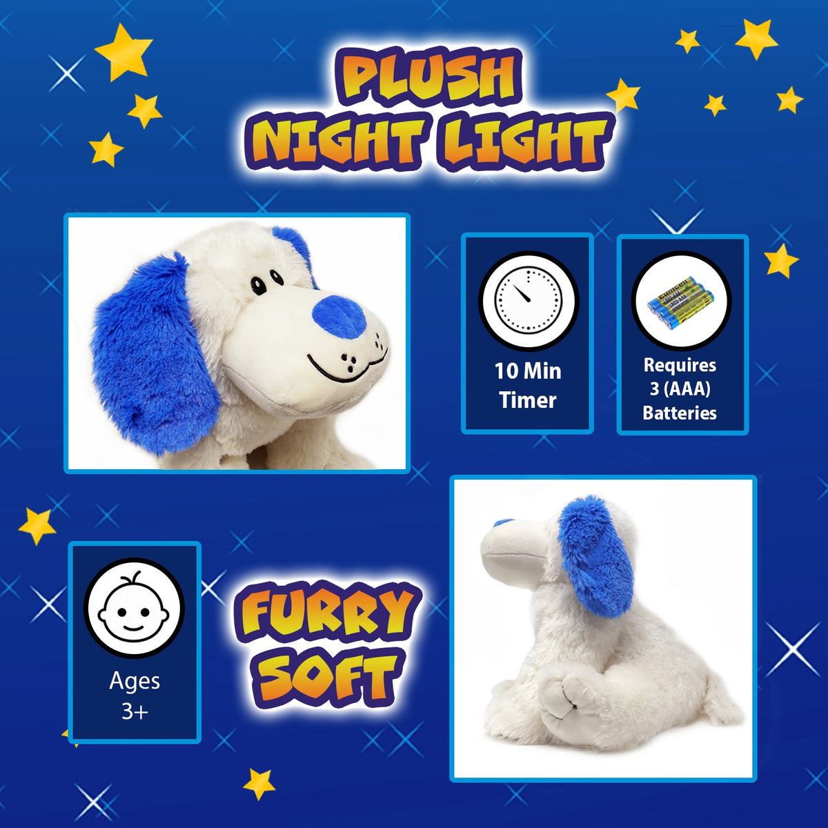 Rainbow Lites LED Glow Puppy Plush Night-Light, 2-Pack, 16-Inch