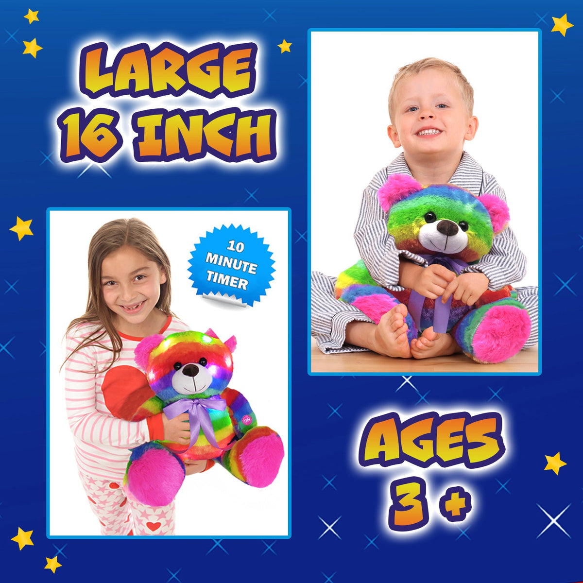 Rainbow Lites LED Glow Teddy Bear Plush Night-Light, 16-Inch