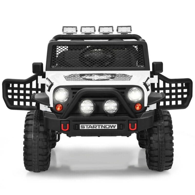 12V Ride-On Truck with Remote & Work Lever — White