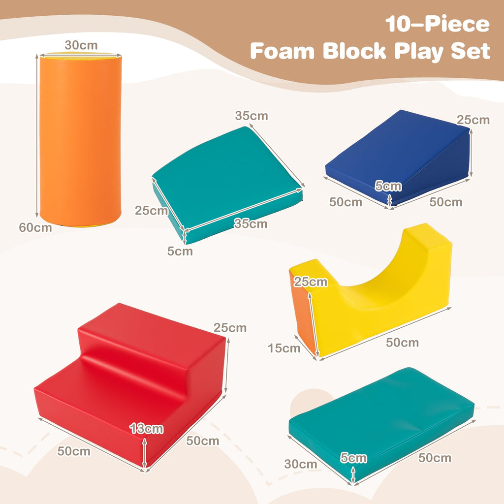 Rainbow Tumble Foam Blocks — 10 Pieces