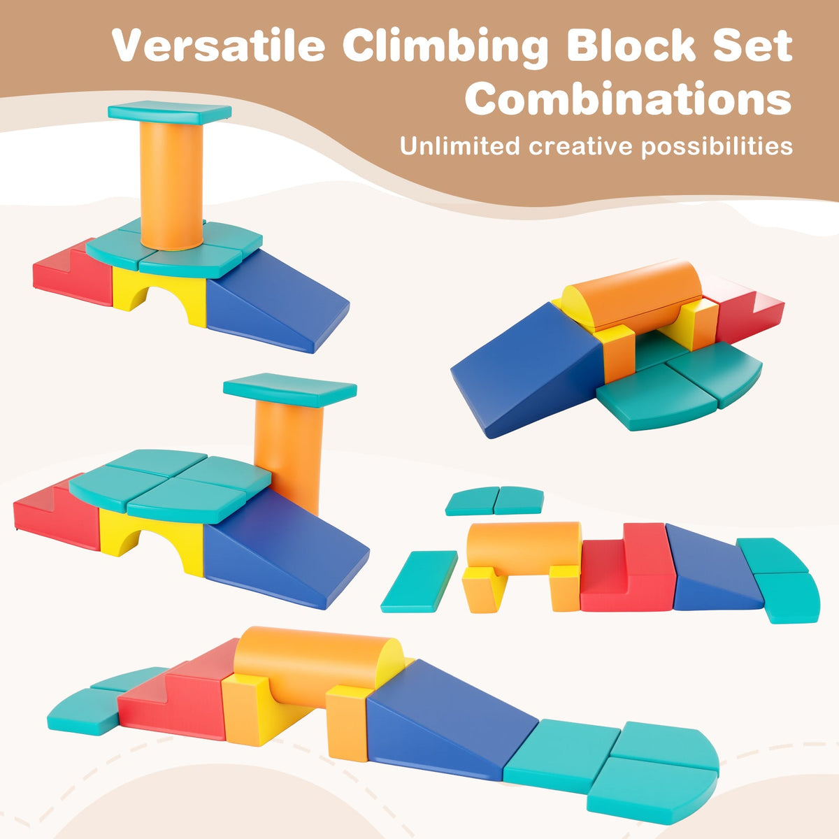 Rainbow Tumble Foam Blocks — 10 Pieces