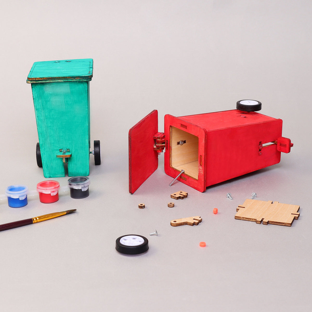 Build & Paint Mini Trash Cans (Set of 2) Craft Kit by Kitsville, image 4 of 7