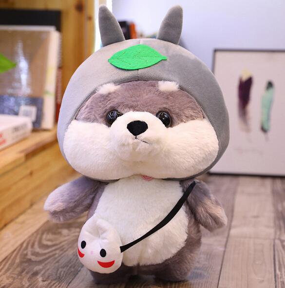 The puppy plush with dress-up clothes shown in detail