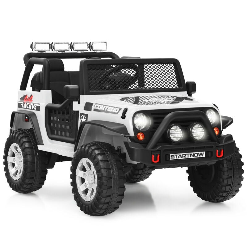12V Ride-On Truck with Remote & Work Lever — White