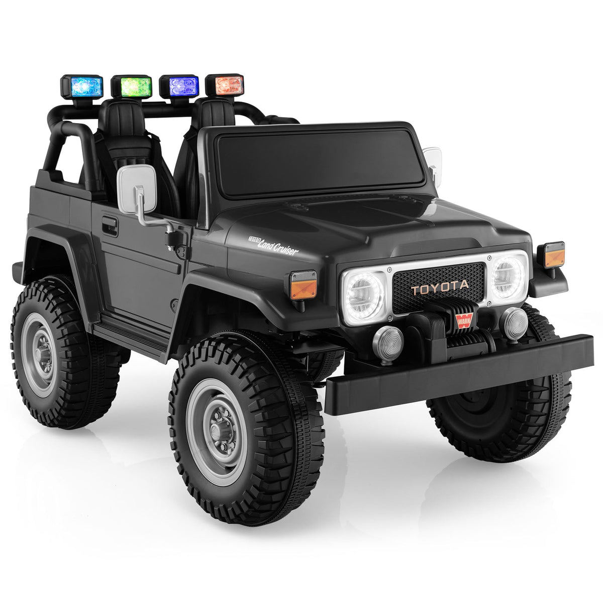 12V Toyota FJ40 2-Seat Ride-On with Remote — Black