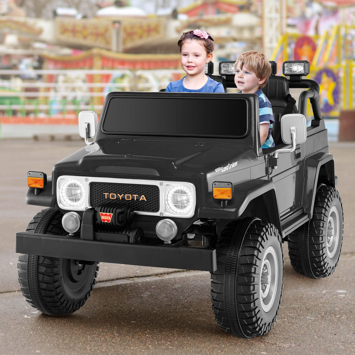 12V Toyota FJ40 2-Seat Ride-On with Remote — Black