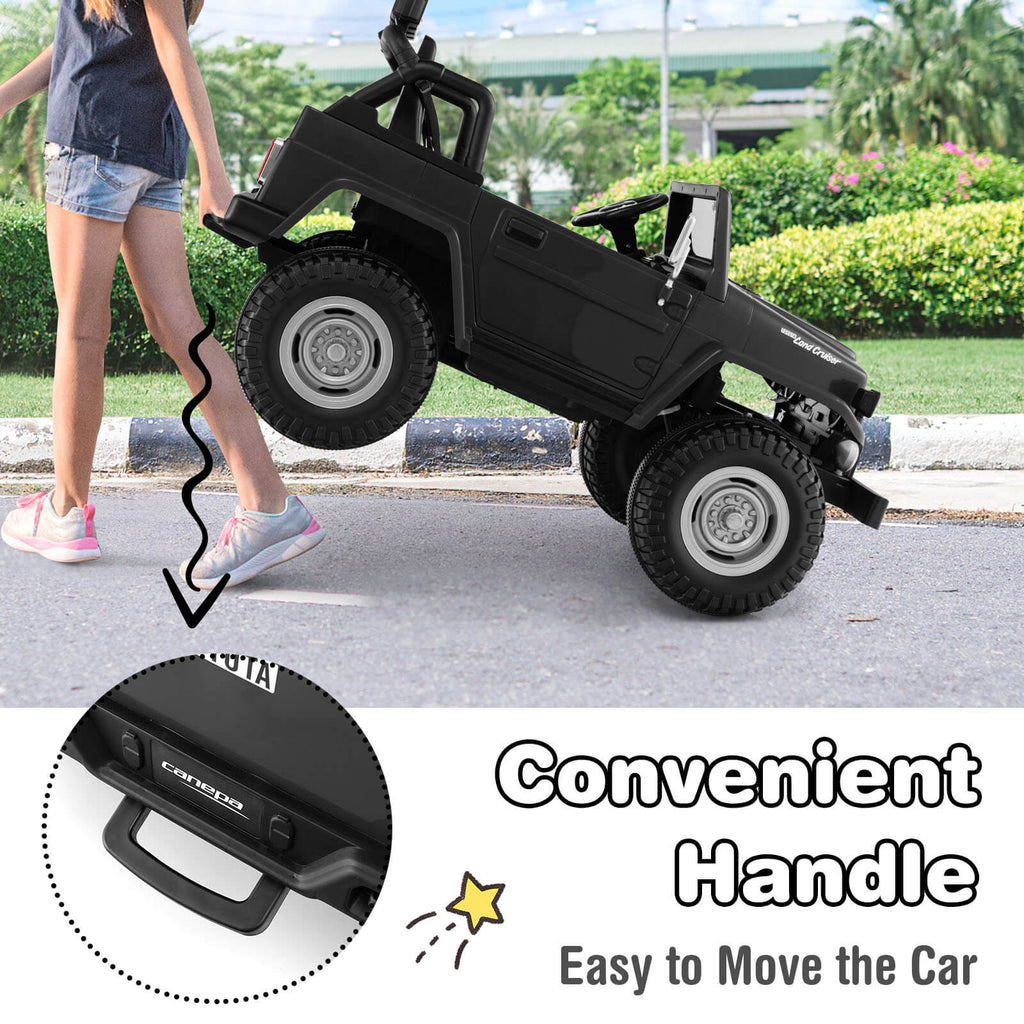 12V Toyota FJ40 2-Seat Ride-On with Remote — Black