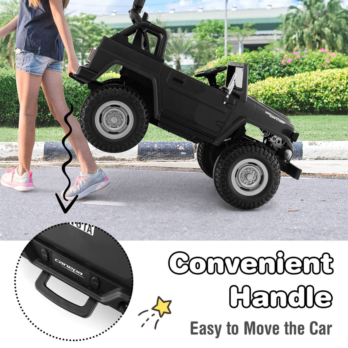 12V Toyota FJ40 2-Seat Ride-On with Remote — Black