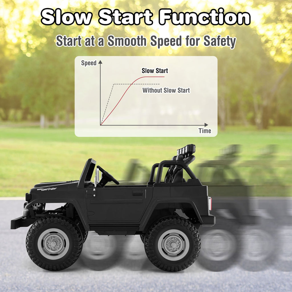 12V Toyota FJ40 2-Seat Ride-On with Remote — Black