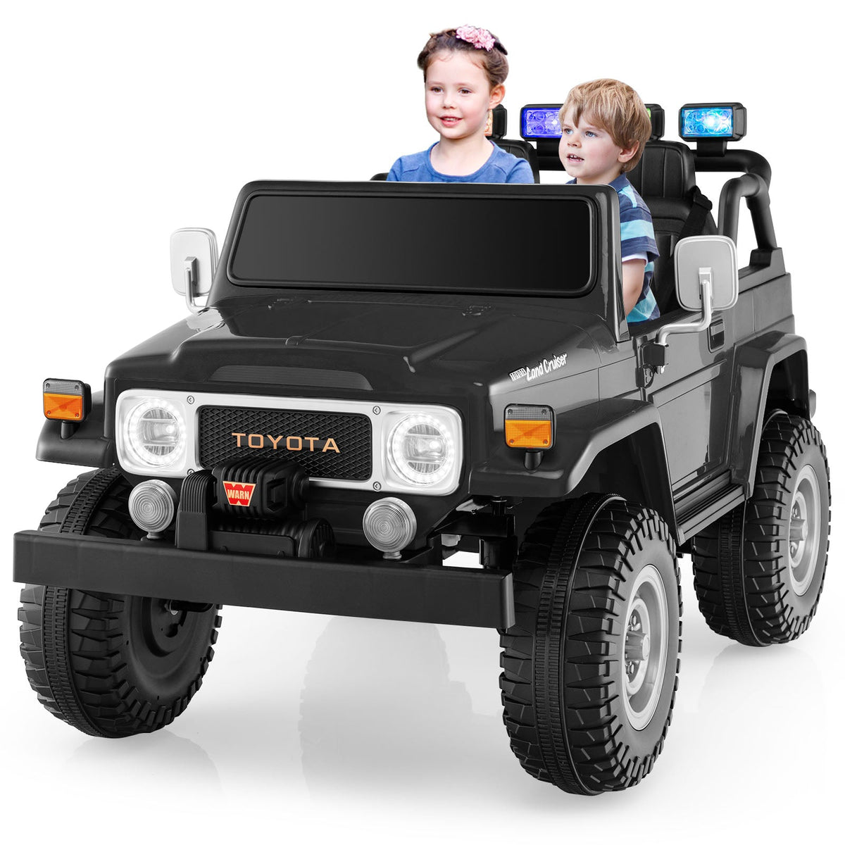 12V Toyota FJ40 2-Seat Ride-On with Remote — Black