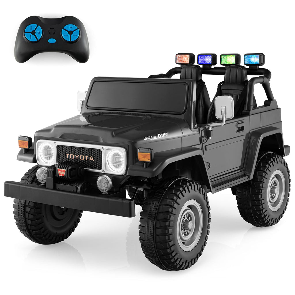 12V Toyota FJ40 2-Seat Ride-On with Remote — Black