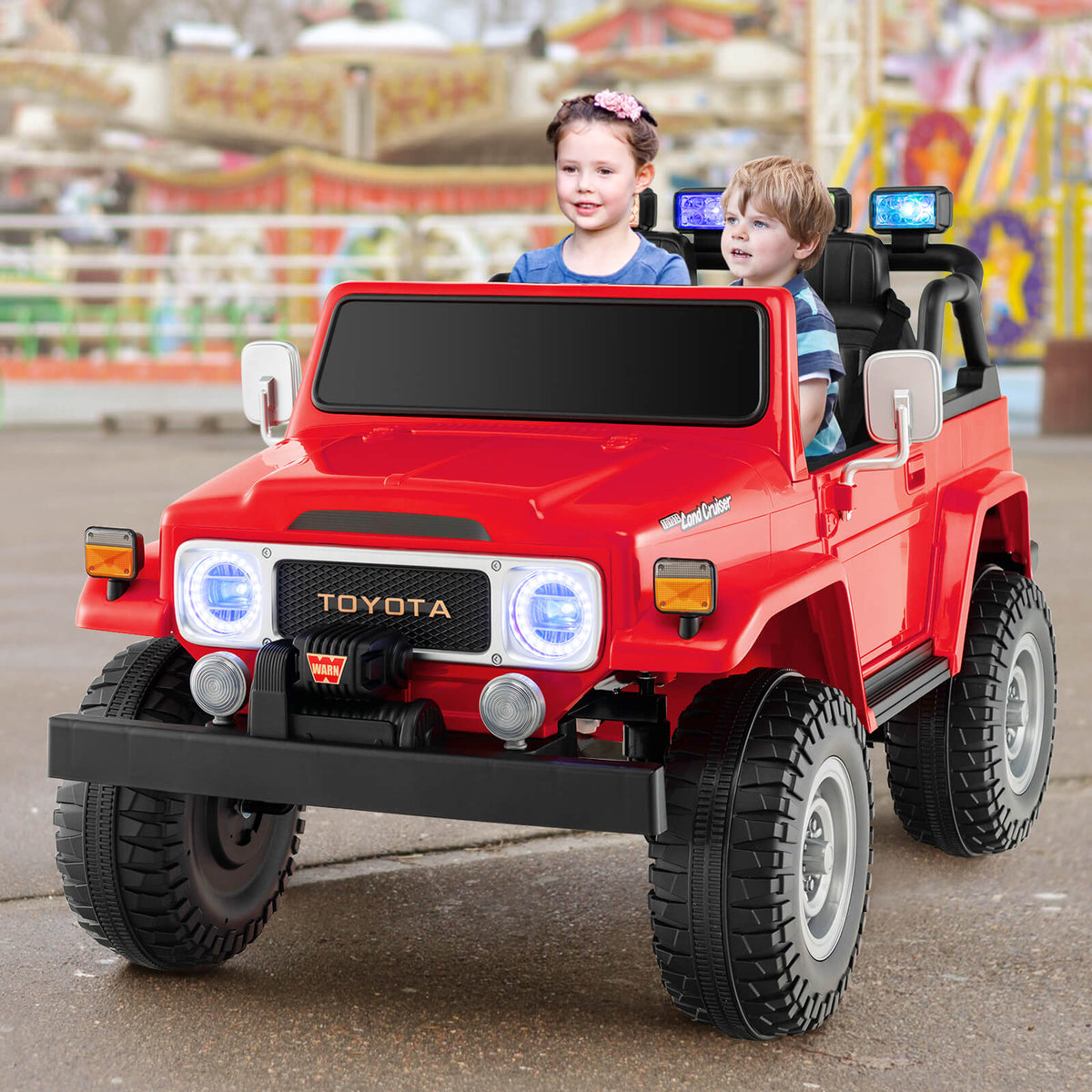 12V Toyota FJ40 2-Seat Ride-On with Remote — Red