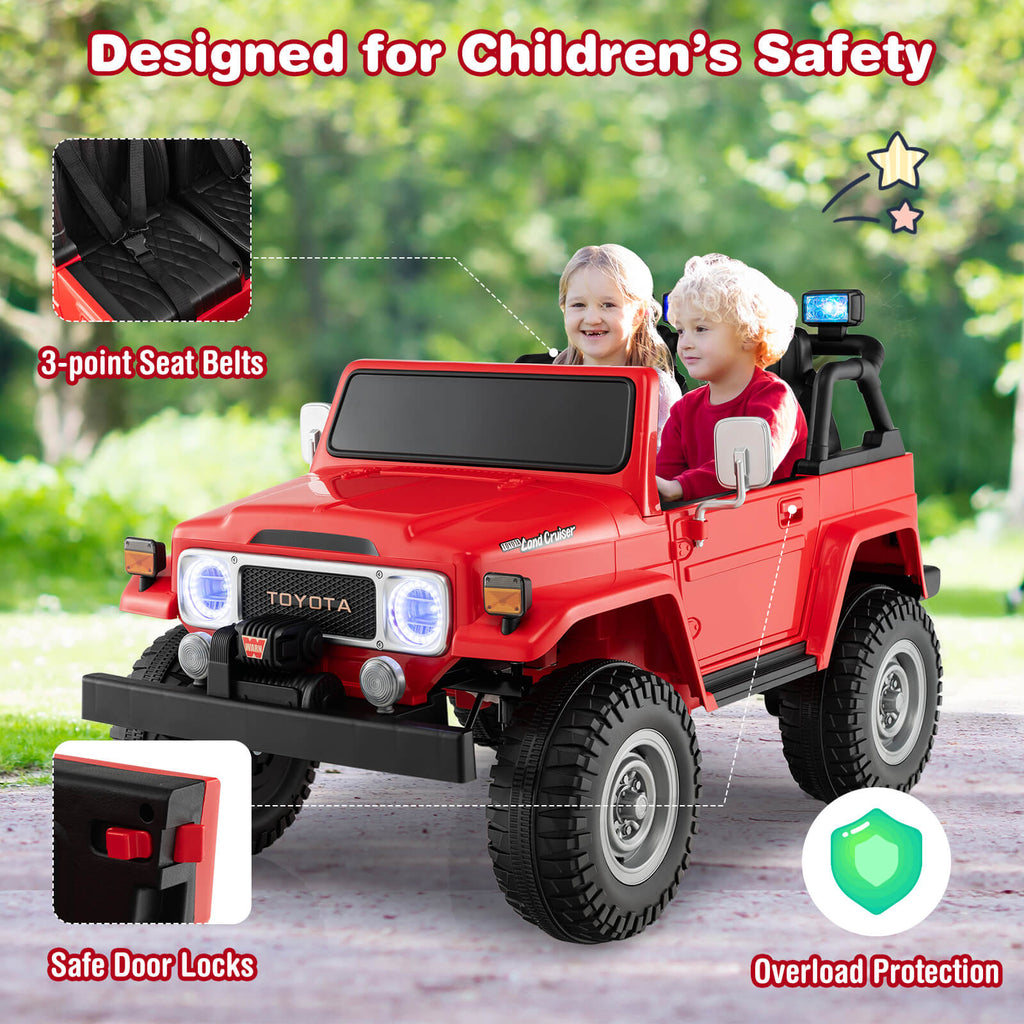 12V Toyota FJ40 2-Seat Ride-On with Remote — Red
