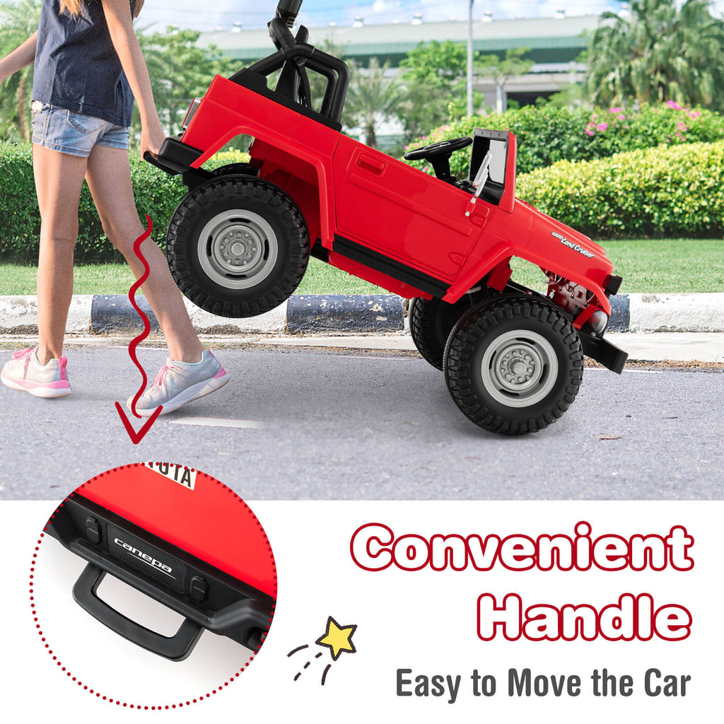 12V Toyota FJ40 2-Seat Ride-On with Remote — Red