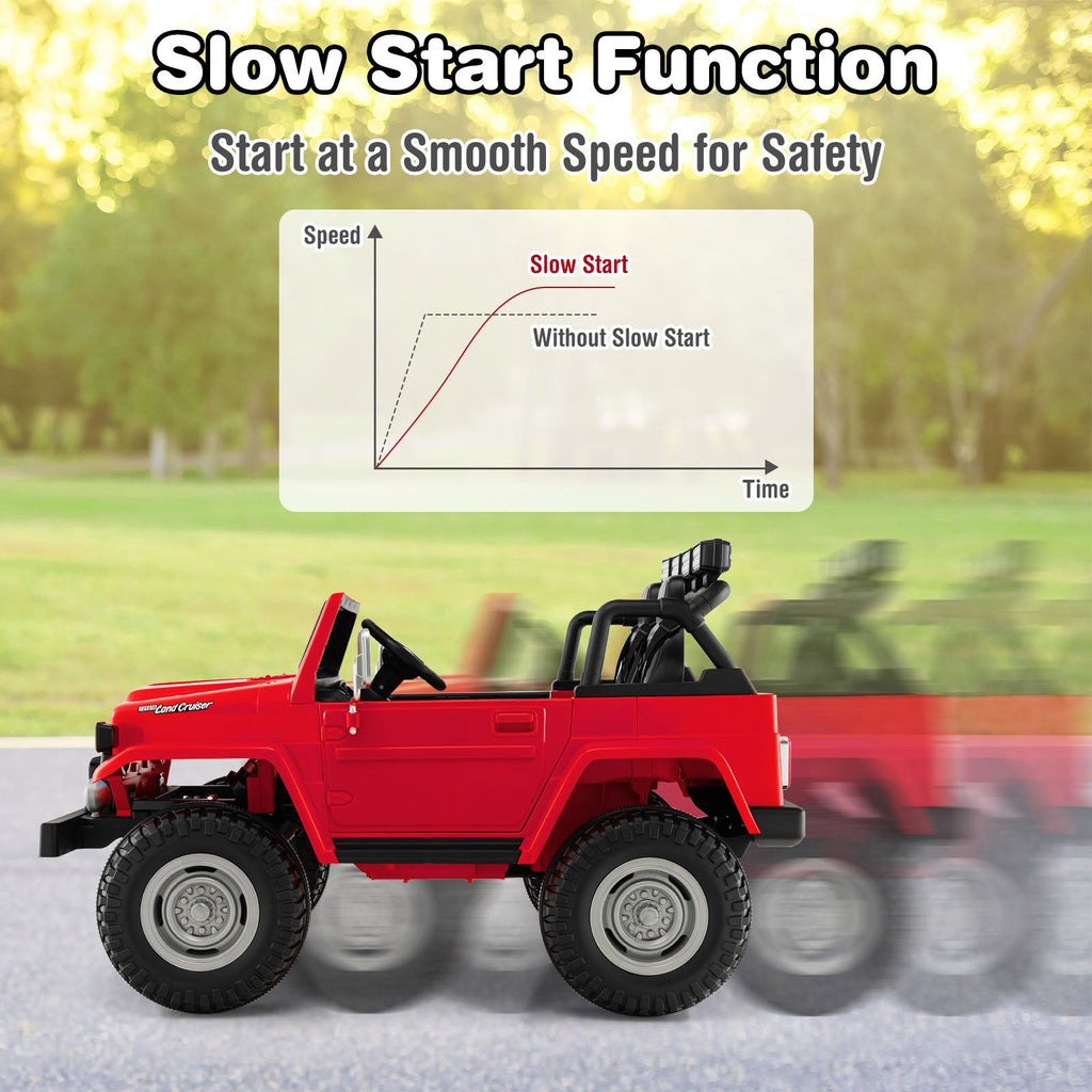 12V Toyota FJ40 2-Seat Ride-On with Remote — Red