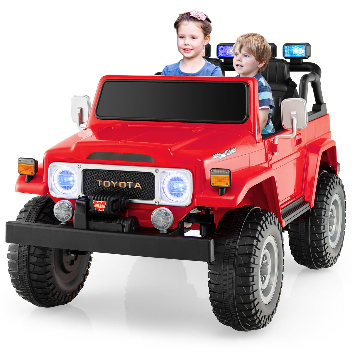 12V Toyota FJ40 2-Seat Ride-On with Remote — Red