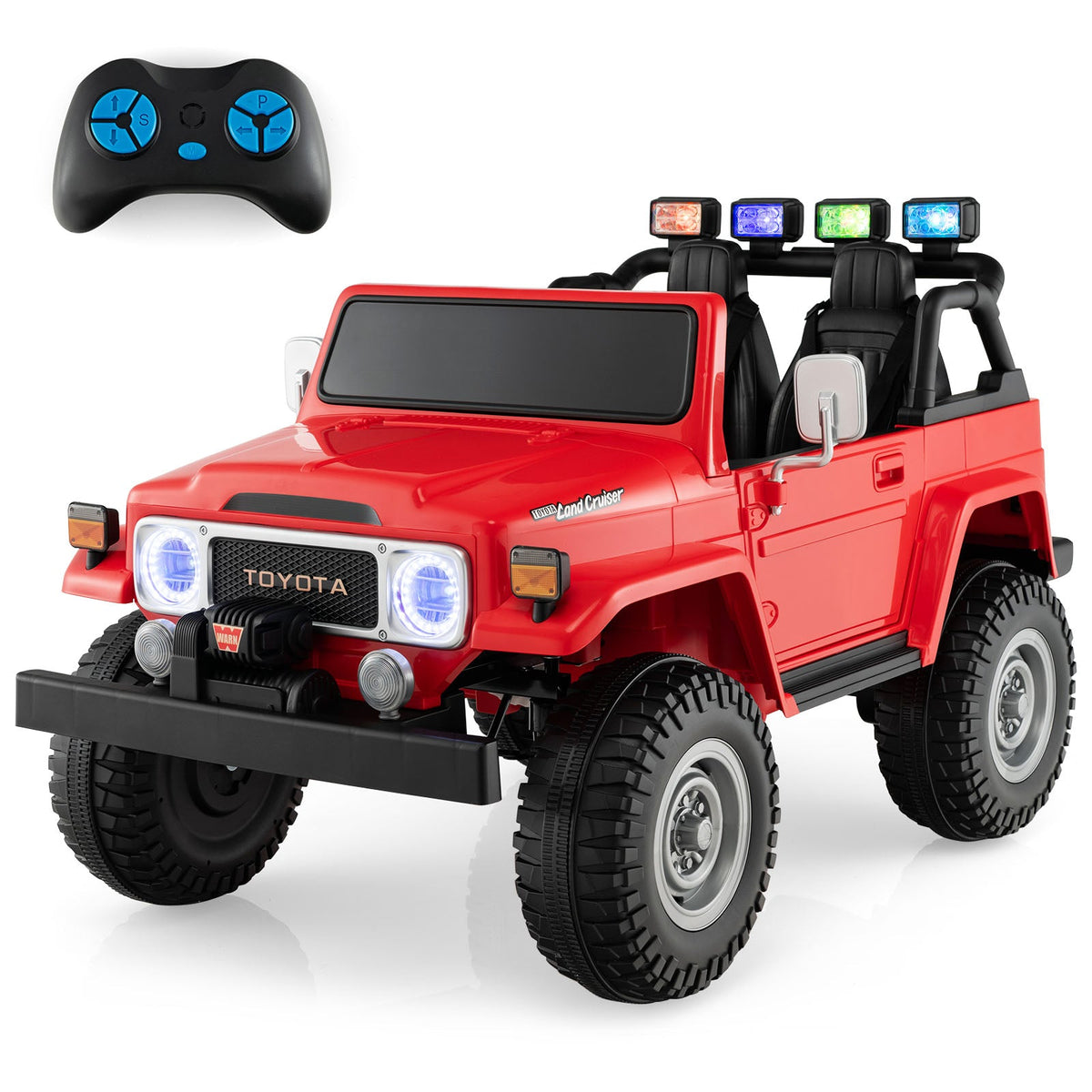 12V Toyota FJ40 2-Seat Ride-On with Remote — Red