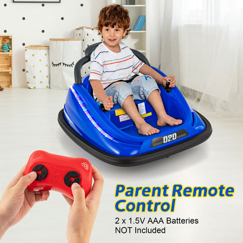 12V Kids Bumper Car Ride on Toy with Remote Control and 360 Degree Spin Rotation-Blue