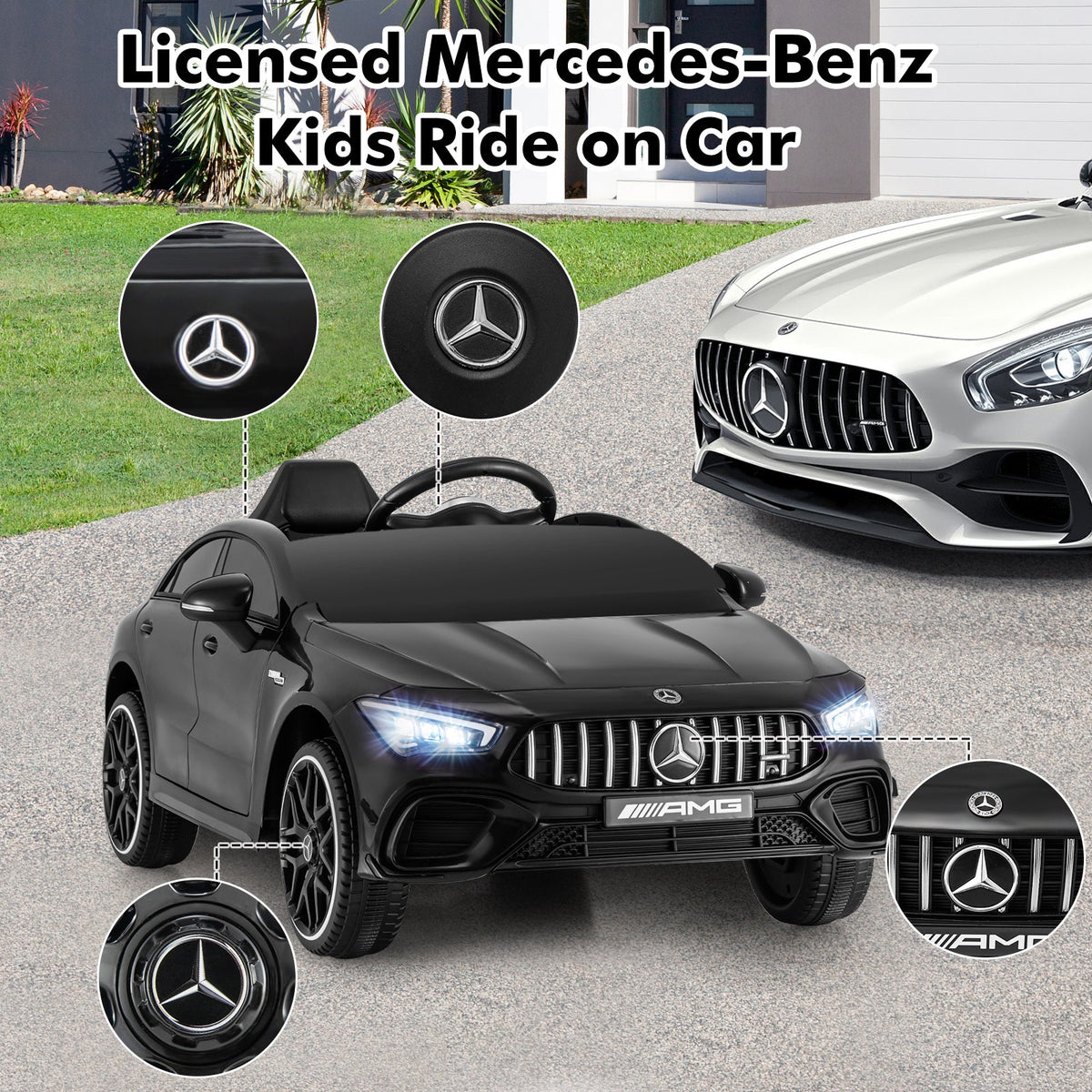 12V Kids Ride on Car Mercedes-Benz AMG CLA 45 with Remote-Black