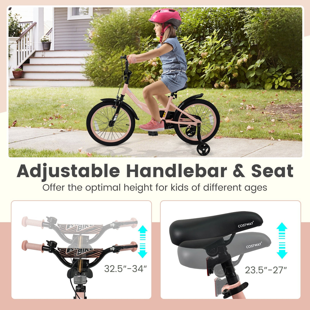 Little Explorer Pink Bike with Training Wheels