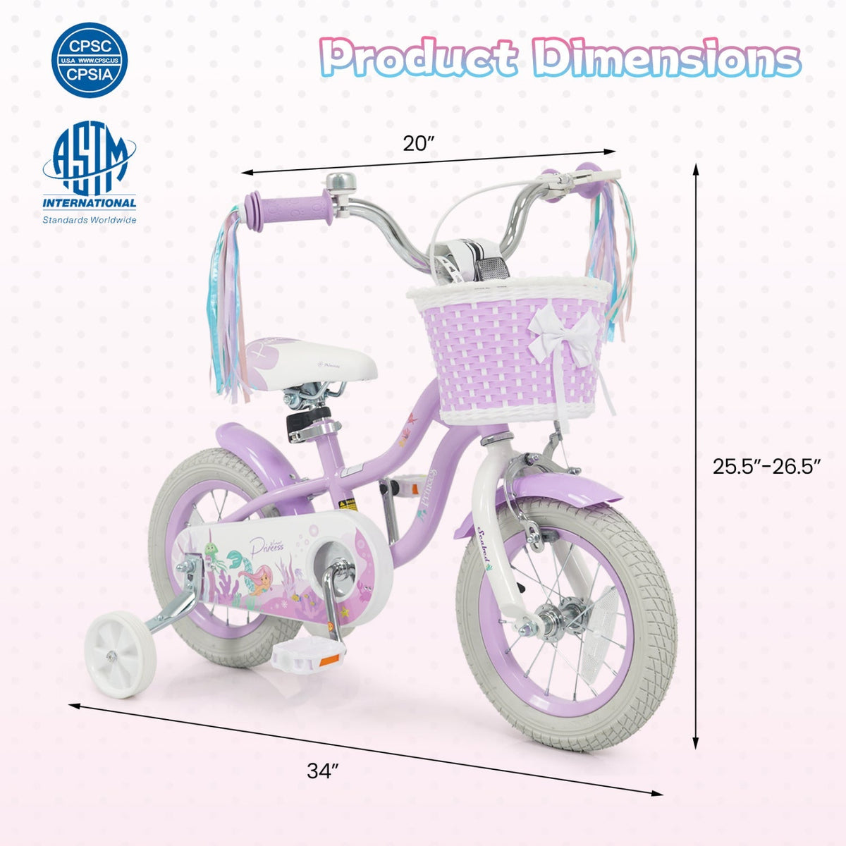 Purple Petal Kids Bike with Basket
