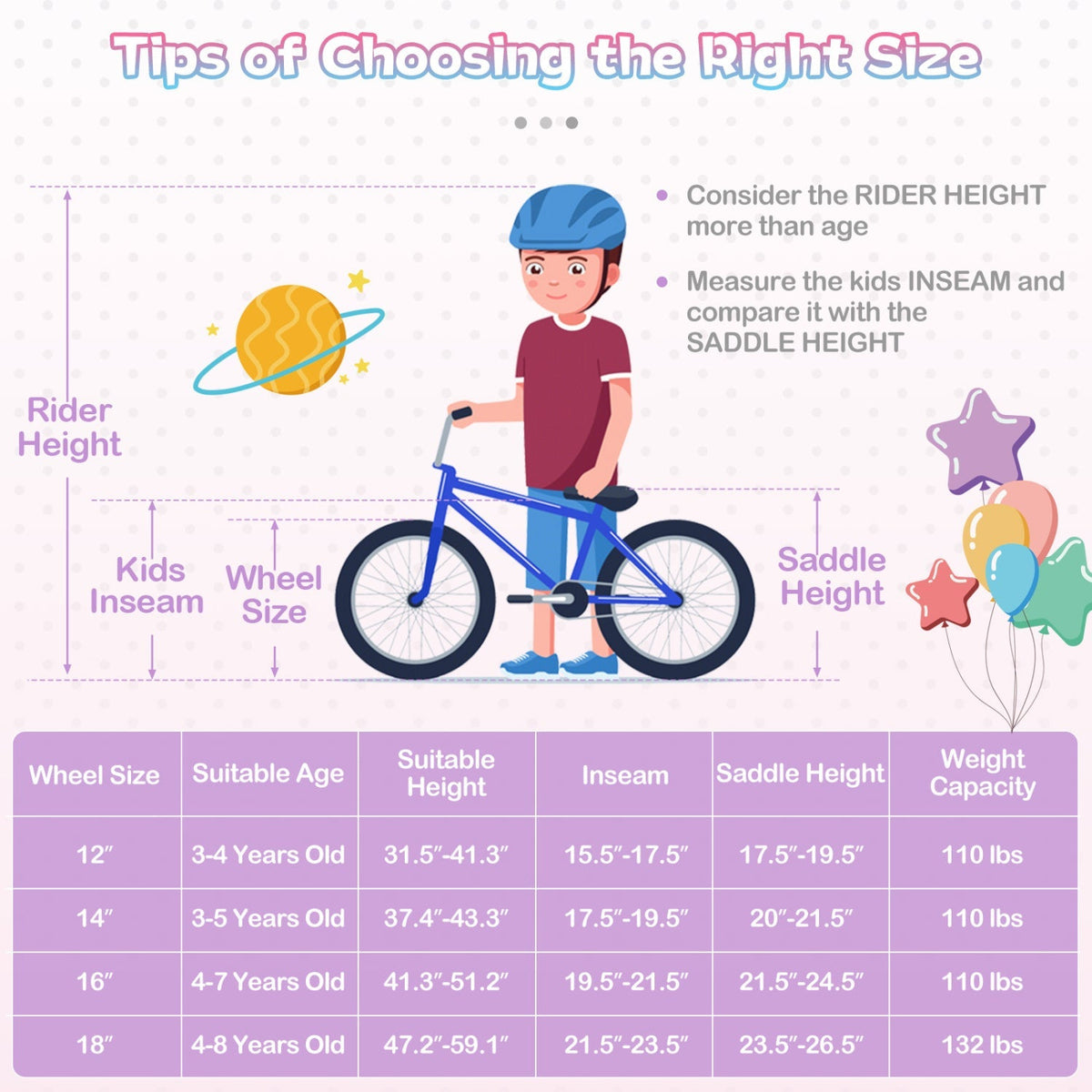 Purple Petal Kids Bike with Basket