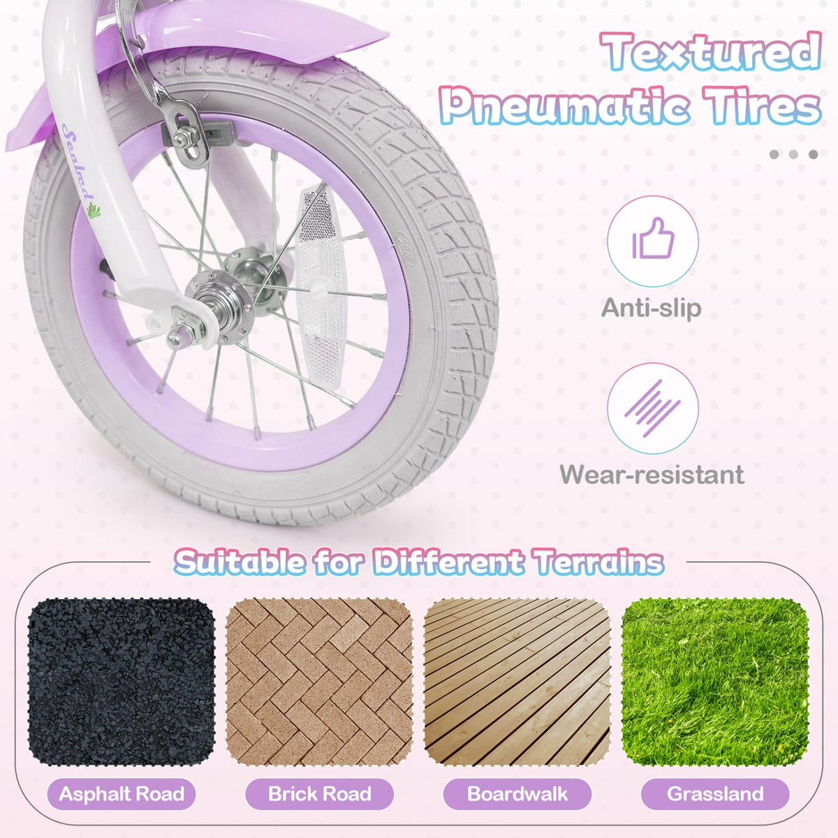 Purple Petal Kids Bike with Basket
