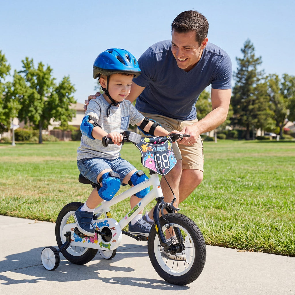 Little Explorer White Bike with Training Wheels