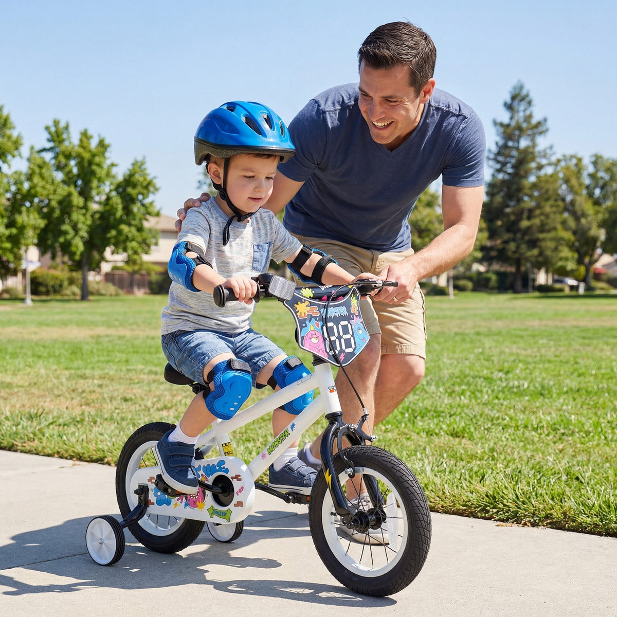 Little Explorer White Bike with Training Wheels