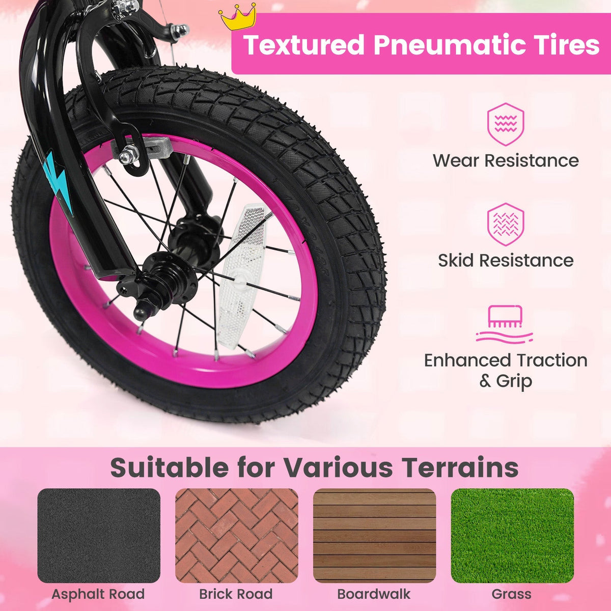 Little Explorer Pink Bike with Training Wheels