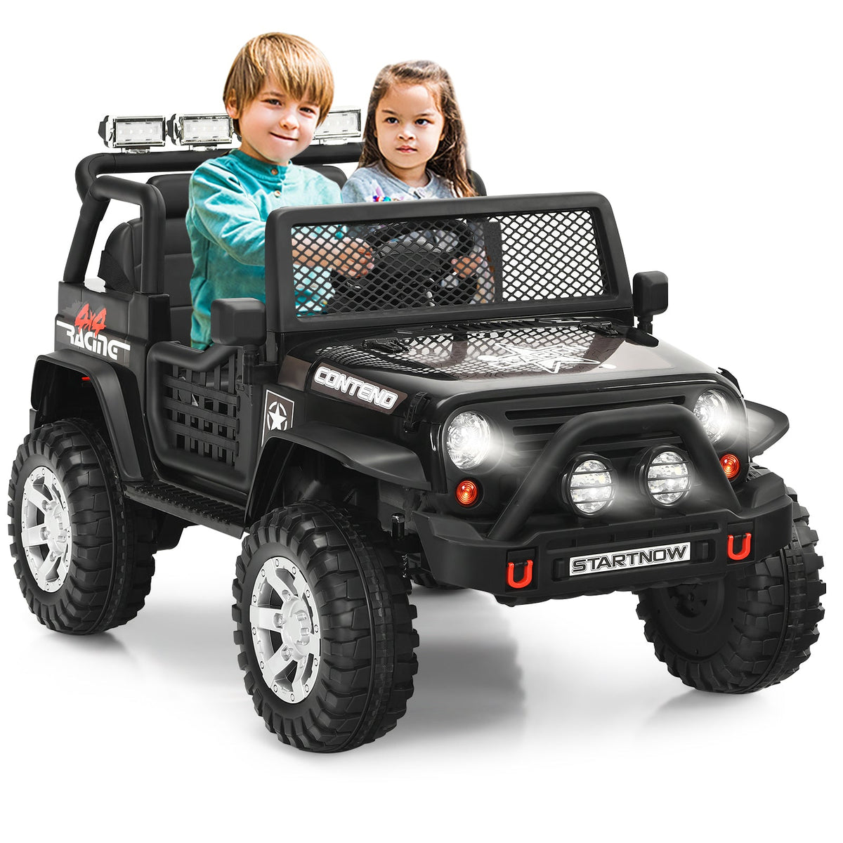 12V Kids Electric Ride On Truck with Remote Control and Operation Lever-Black