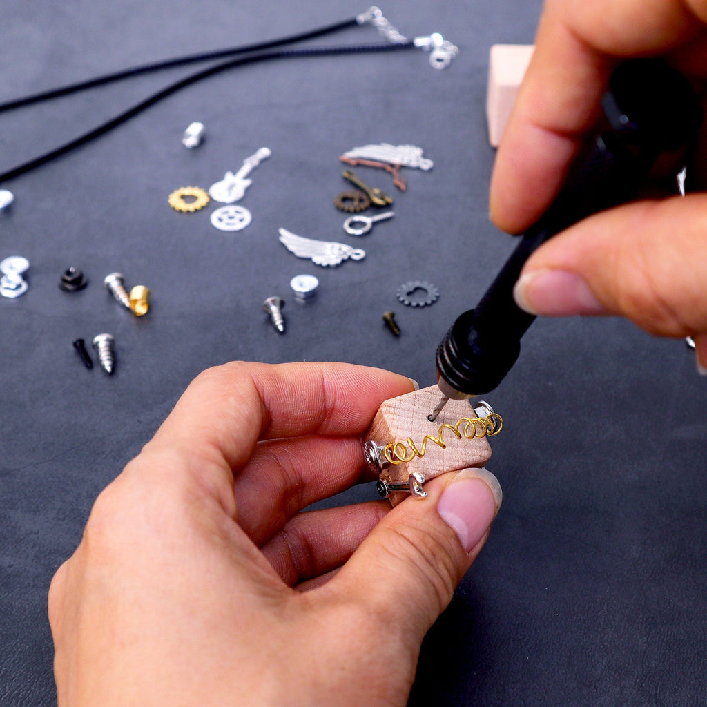 DIY Timberbot Kit – Build 2 Wooden Robots, Make Keychains & Necklace by Kitsville, image 2 of 11