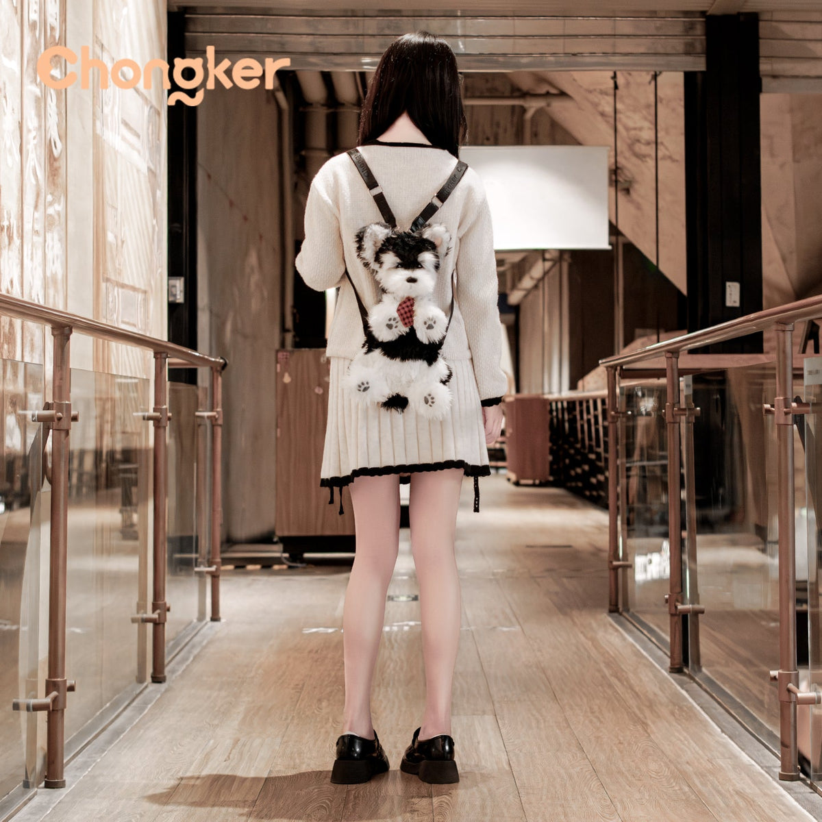 Black & White Schnauzer Backpack by Chongker, image 3 of 6