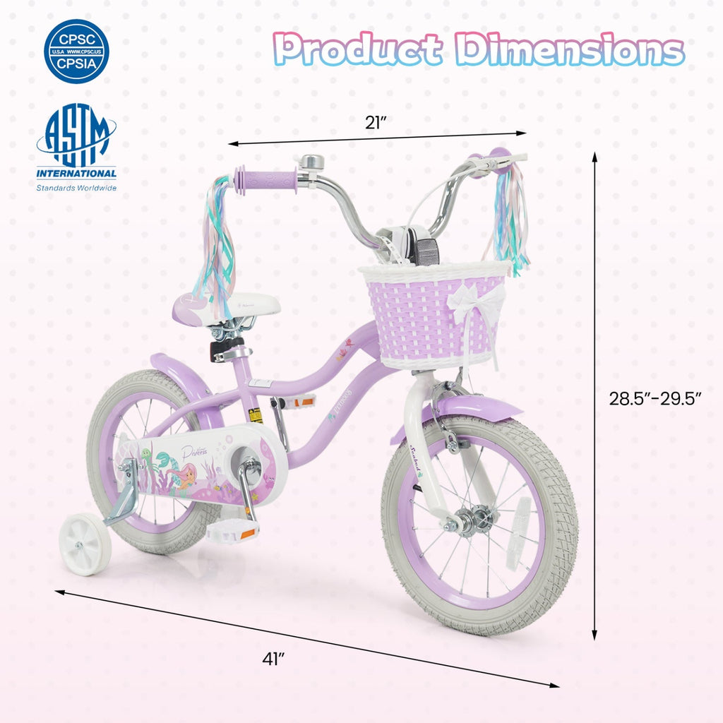 Purple Petal Kids Bike with Basket