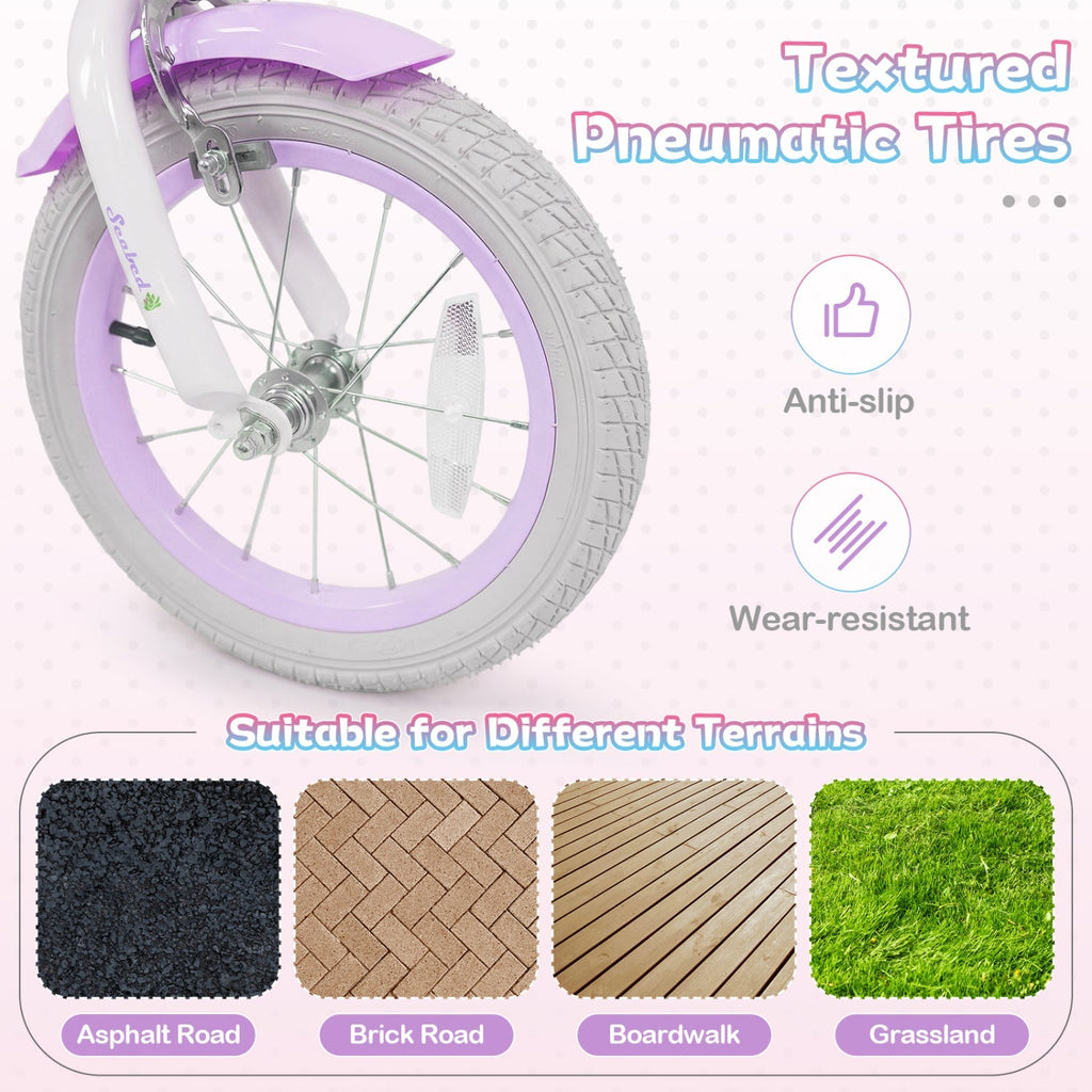 Purple Petal Kids Bike with Basket