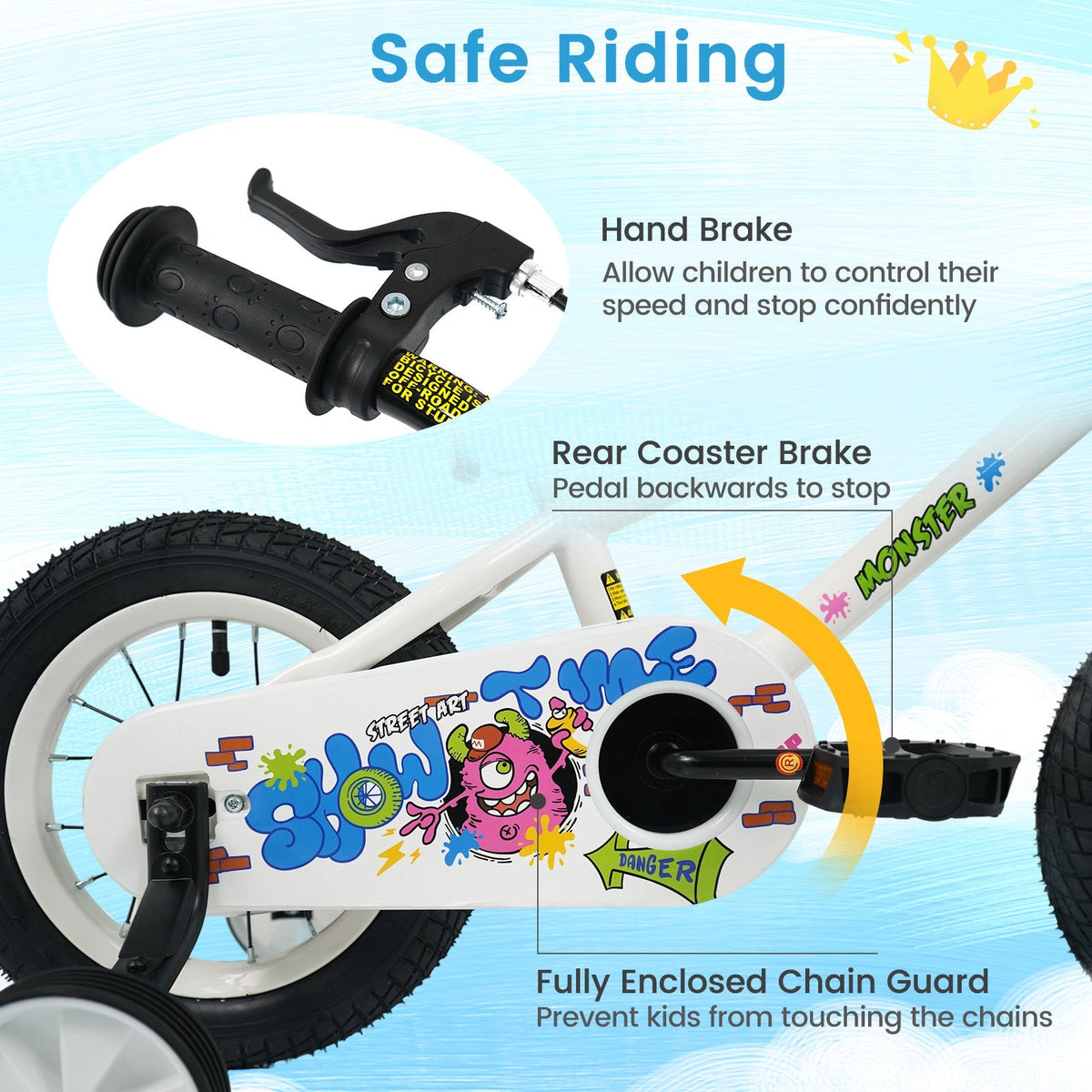 Little Explorer White Bike with Training Wheels