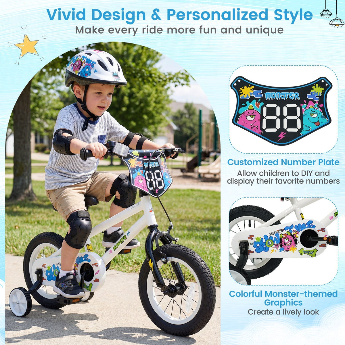 Little Explorer White Bike with Training Wheels